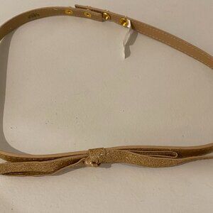 Bebe Sparkly Gold Skinny Bow Belt Size M/L